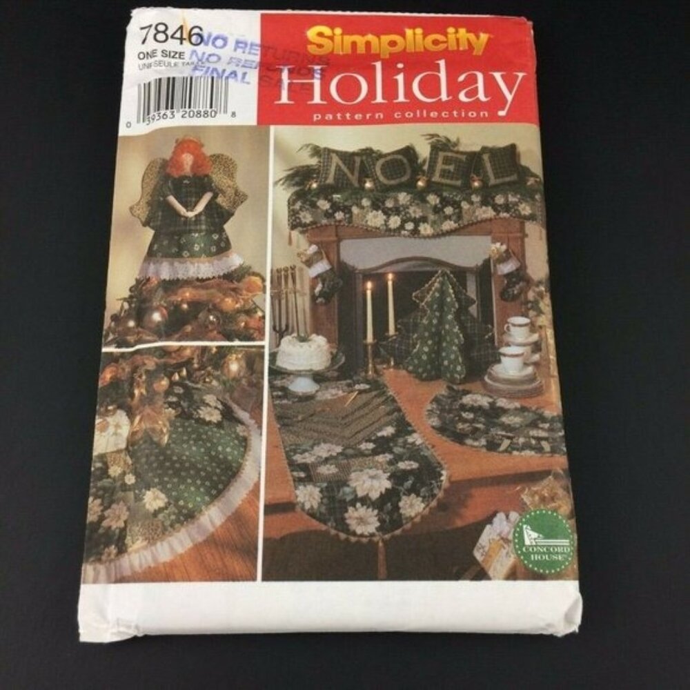 Simplicity Pattern 7846 Christmas Accessories for Tree and Table Stocking Angel